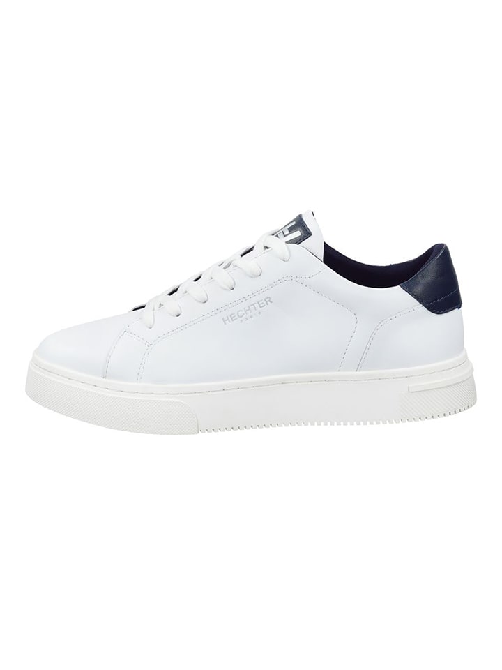 HECHTER PARIS Leder-Sneakers in Weiß/ Dunkelblau - 41