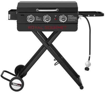 Royal Gourmet 23-Inch Portable 3-Burner Gas Griddle with Collapsible Stand & Side Shelf, Outdoor Backyard BBQ