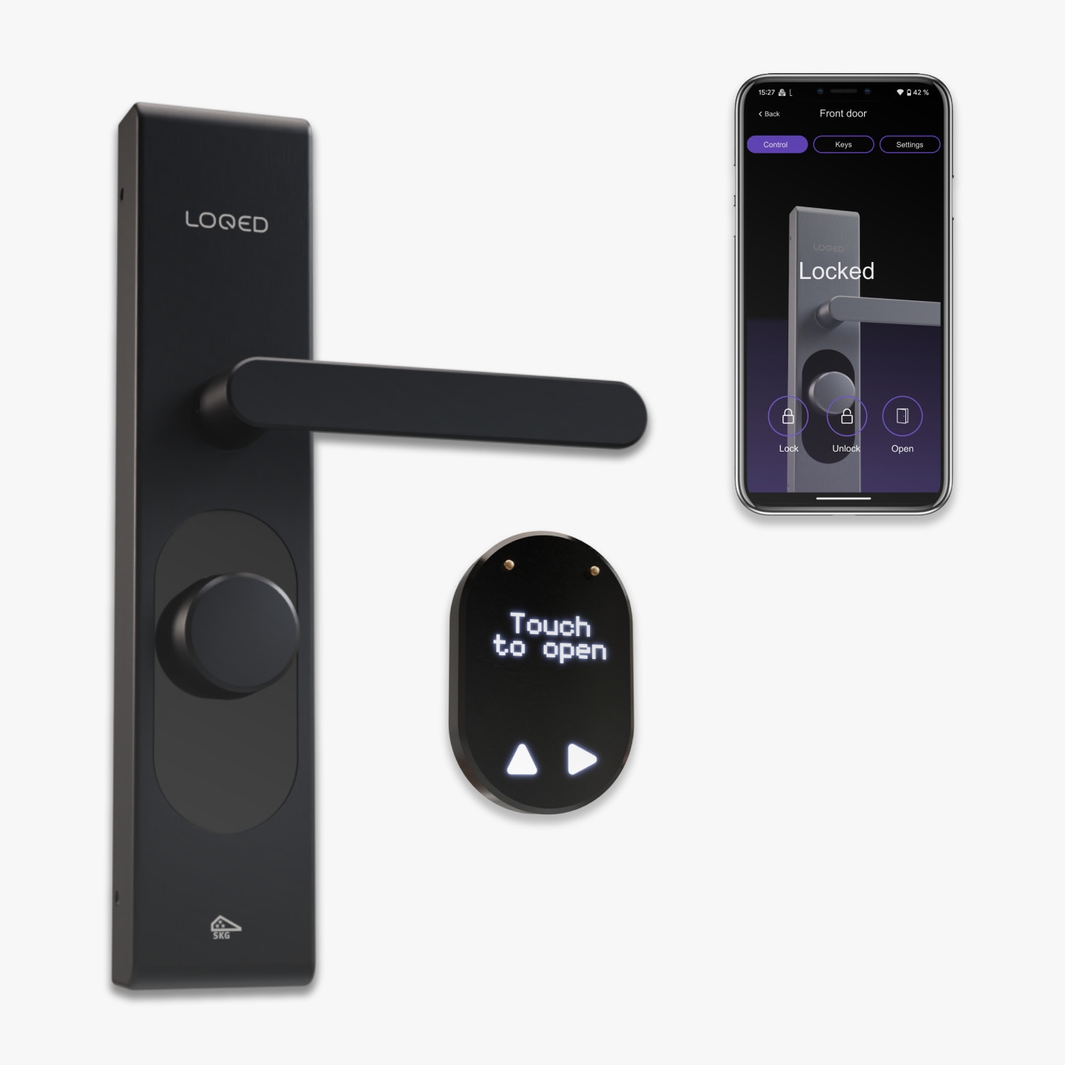 Shelly LOQED Smartes Türschloss schwarz WLAN BT PIN-Code Touch Europrofil Shelly_Loqed_black