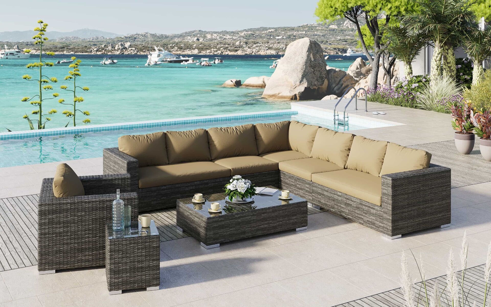 Moonlight Loungesæt - Sofagruppe I Gråmix Polyrattan