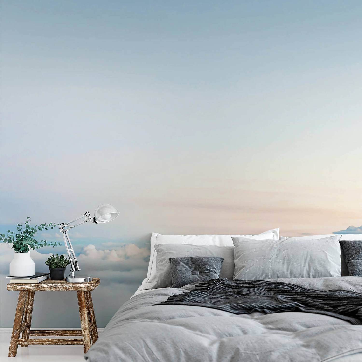 home24 Fotobehang Over the Clouds Abstract Modern Blauw