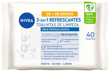 Nivea Toalhitas de Limpeza 3 em 1 Refrescantes 40 un
