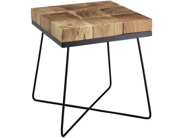 Mid.you Beistelltisch, Akazie, Holz, Akazie, massiv, quadratisch, X-Form, 51x45x45 cm, Holzmöbel, Holztische, Beistelltische Holz