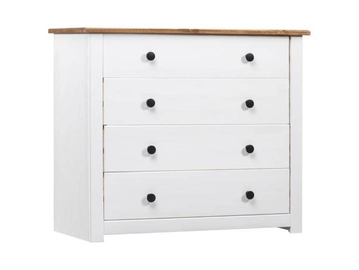 Petit meuble complément - VIDAXL - Armoire latérale - Bois massif - 4 tiroirs - Blanc 80x40x73 cm