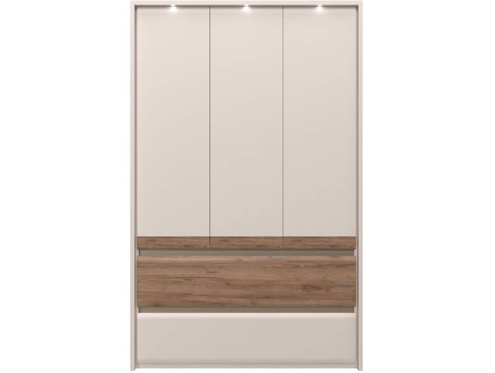 Kleiderschrank, 142x226x60 cm, MDF, Beige, Kratzfest & Grifflose Optik, Modern, Places of Style