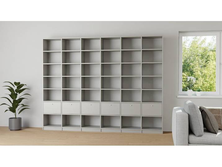 Großes Bücherregal nach Maß - Wohnzimmerregal mit vielen Optionen Premium Dekore Grau