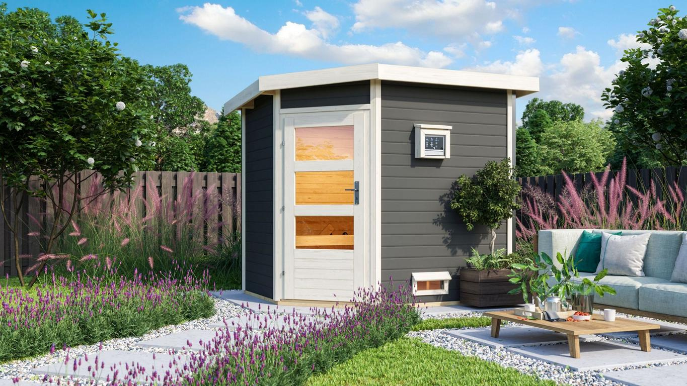 KARIBUHOLZT SH Mikka, 9kW ext.Strg. moderne Tür, terragrau 16913573
