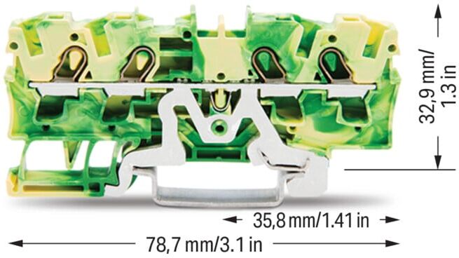 WAGO Bornier de terre 4 conducteurs TS 35 2004-1407 (2004-1407)