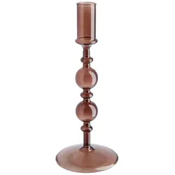 Kerzenhalter   , braun , Glas , Maße (cm): H: 22  Ø: 9