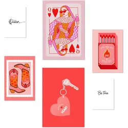 POSTER Set Mit 6 Moderne KunstIn Rosa A3 & A4 Rahmenlos
