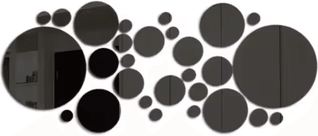 Inspire Essentials ReflectaSet 3D Acrylic Mirror Wall Stickers Round Decorative Set black 26pcs