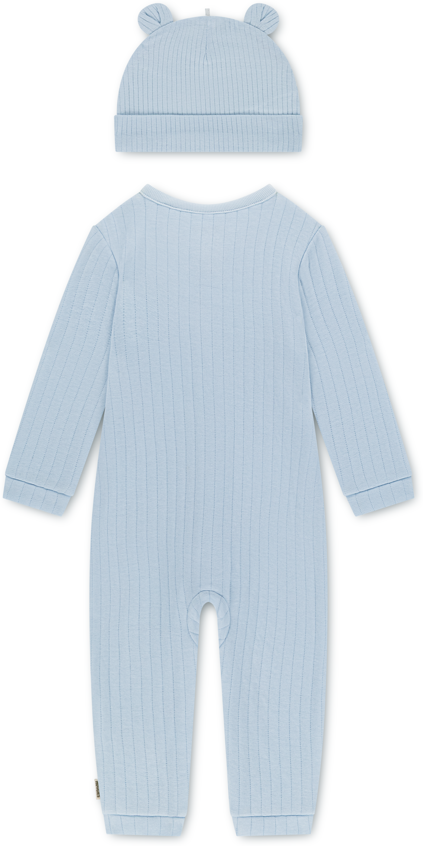 Neugeborenen-Geschenkset HUGGIES BABYWEAR "HUGB COVERALL ATTACHMENT", Jungen, Gr. 5 (12M/80), blau (huggies ballad blau), Jersey, Obermaterial: 58% Baumwolle, 27% Polyester, 15% Viskose. Obermaterial 2: 100% Baumwolle, KOB Set-Artikel Neugeborenen-Geschen