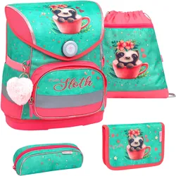 Belmil Compact ergonomisches Schulranzen-Set 4-teilig - Cute Sloth Koffer24