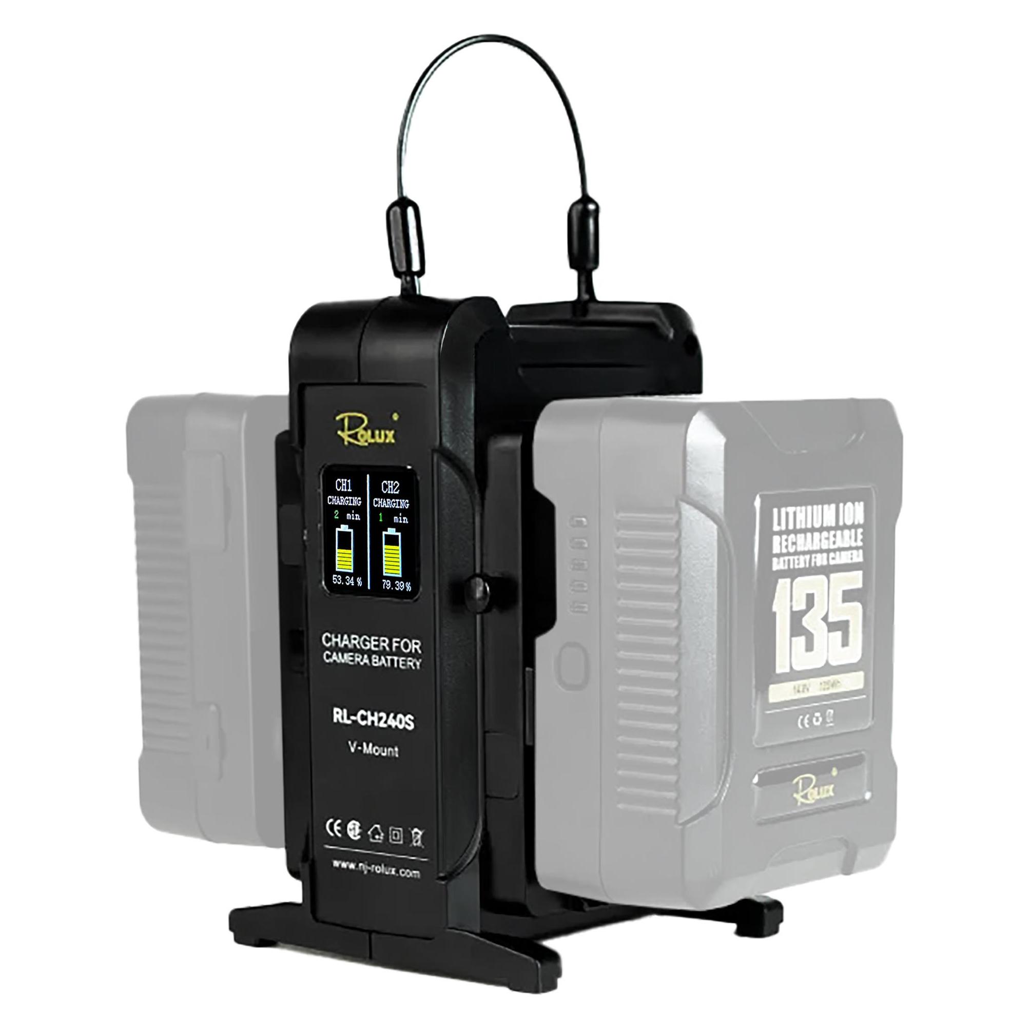 Rolux Doppel-Schnelladegerät RL-CH240S für V-Mount Akku (1 Stk., Ladegerät ohne Akku) (340027)