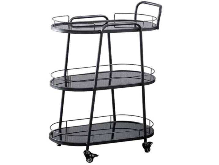 DFHetFH Rollwagen 3-stufiger Moderner Servierwagen Aus Metall Mit Rädern Für Den Küchenwagen Zu Hause Küchenwagen(Black)