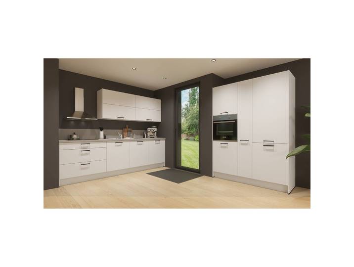Küchenzeile ConceptC III 217 x 60cm Ausrichtung rechts Weiß/Alpinweiß/Beton Dekor ohne Elektrogeräte