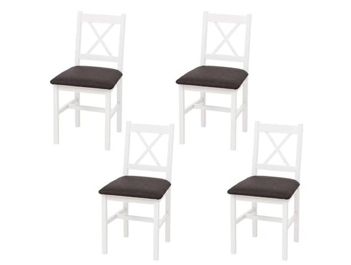Mendler 4er-Set Esszimmerstuhl HWC-F77 - weiß, Polster schwarz