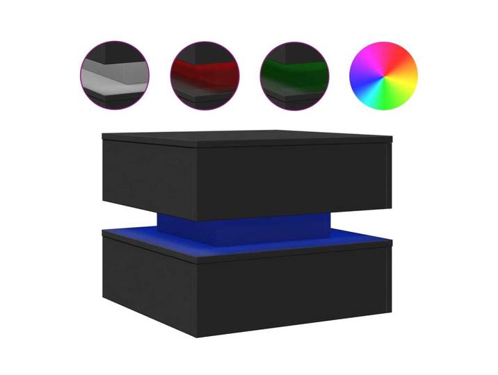 vidaXL Table basse avec lampes LED Noir 50x50x40 cm