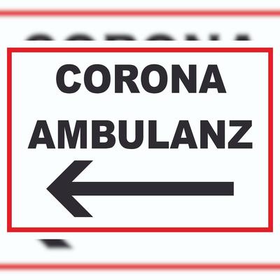 HB-Druck Corona Ambulanz Pfeil links Schild A0 (841x1189mm)