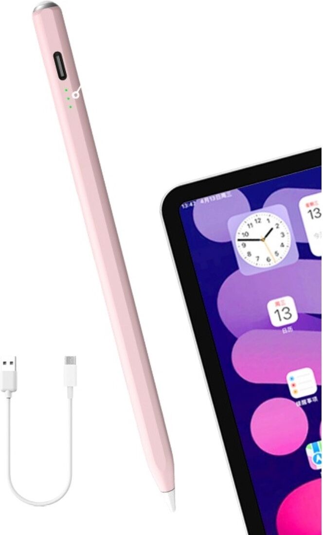 INF Magnetischer Touch-Stift, kompatibel mit Apple iPad (2018 und später) — 15-min Type-C Schnellladung, 3-LED Akkustand, Rosa