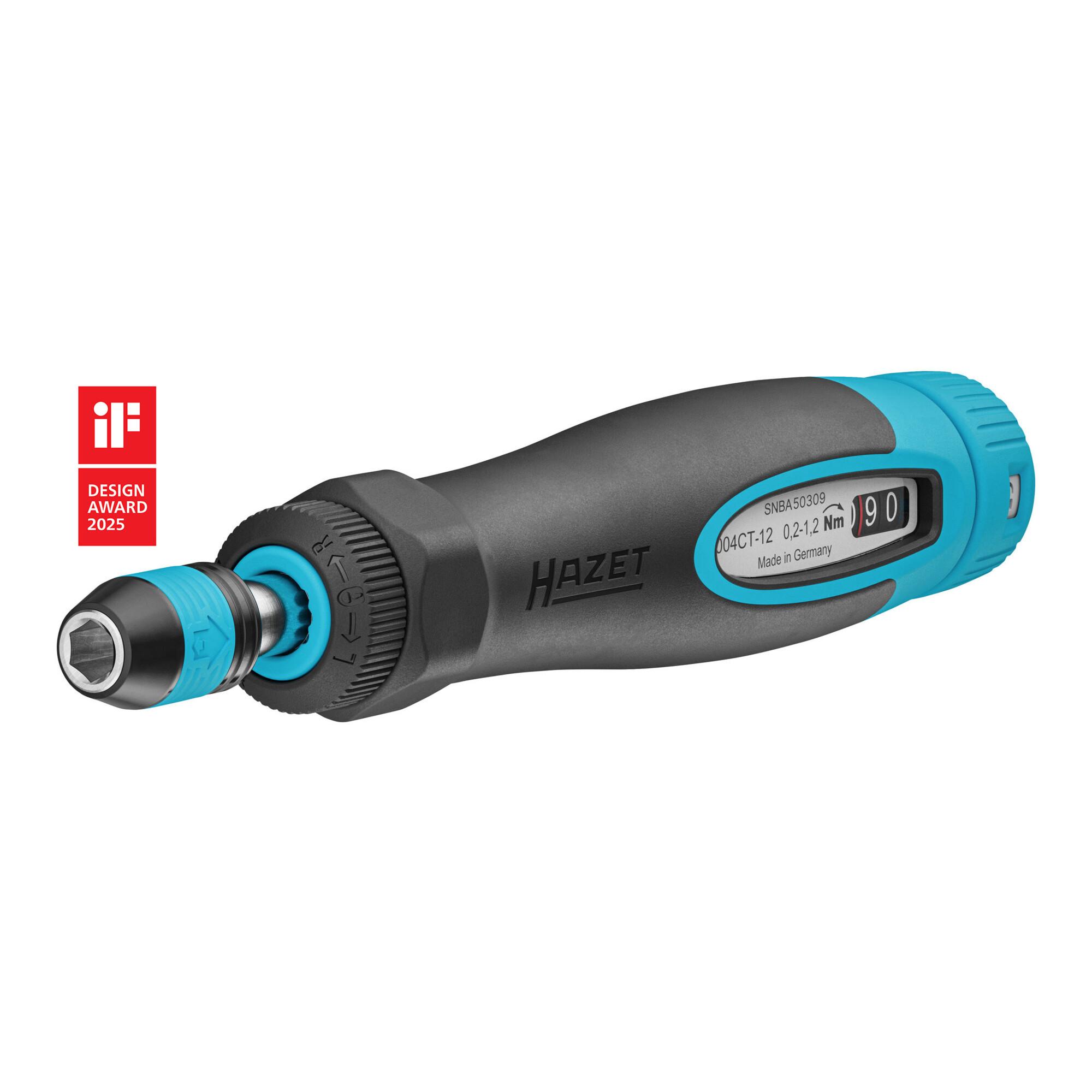 HAZET Drehmomentschraubendreher mit Standardgriff 6004CT-12, Drehmomentbereich min-max: 0.2 – 1.2 Nm, Genauigkeit: 6%, 1/4 Zoll (6,3 mm) Sechskant Län)