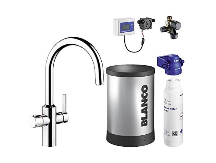 BLANCO drink.hot TAMPERA Küchenarmatur in chrom Heißwassersystem Kindersicherung für Heißwasser Veredeltes kochend heißes Wasser Separater isolierter Auslauf Armatur