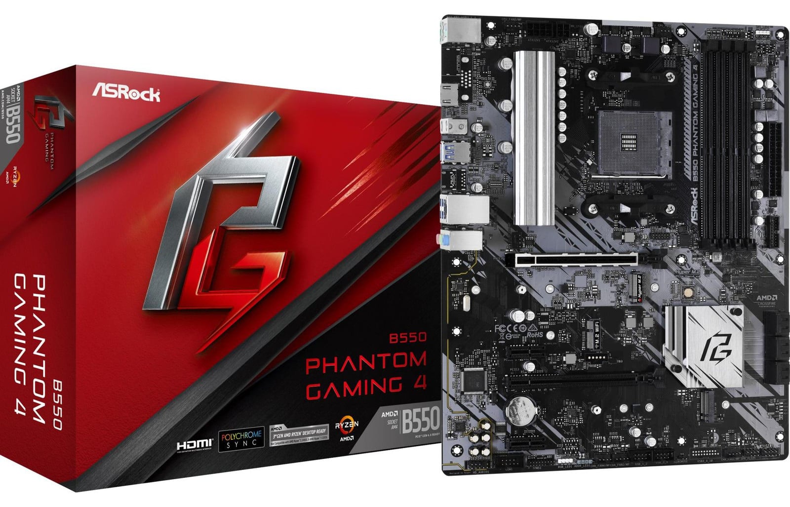 ASRock B550 Phantom Gaming 4 Moederbord Socket AM4 ATX AMD B550