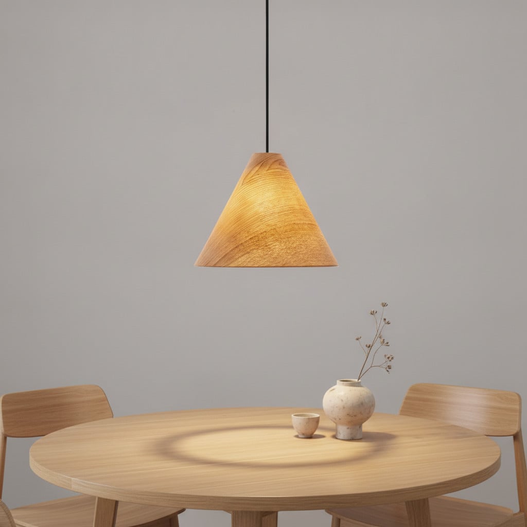 Lyora Houten hanglamp Elysian rond, hout/brons/zwart, Ø 30 cm