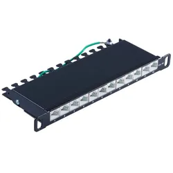Slim Patchpanel Cat.6A 12-Port 0,5HE 10"