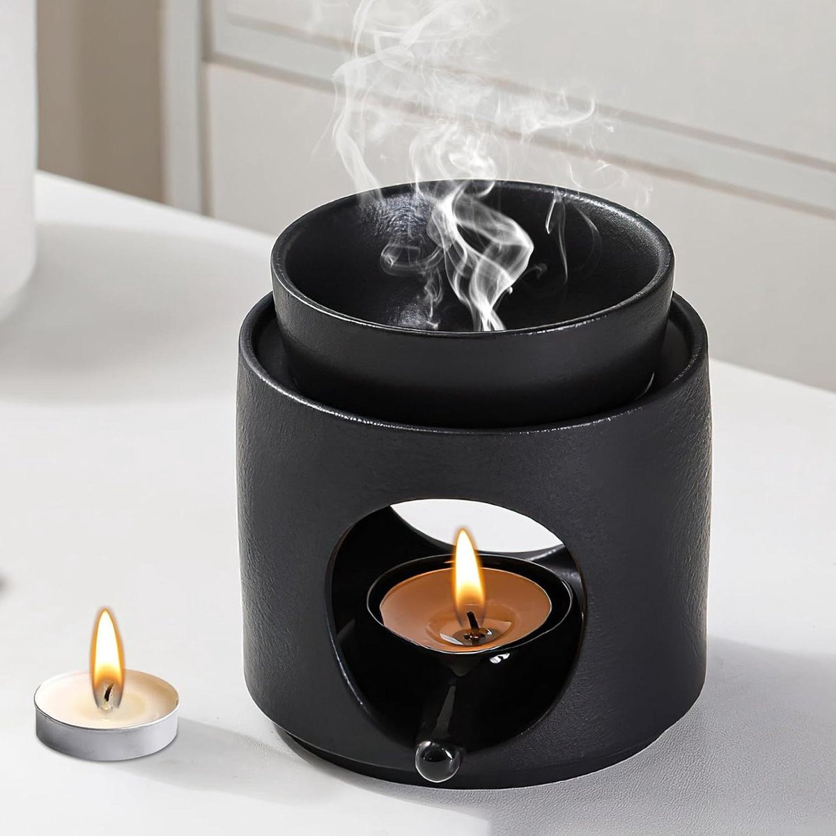 Jhubers Goods Ambiance Aromalamp van Keramiek voor Etherische Oliën - Zwart
