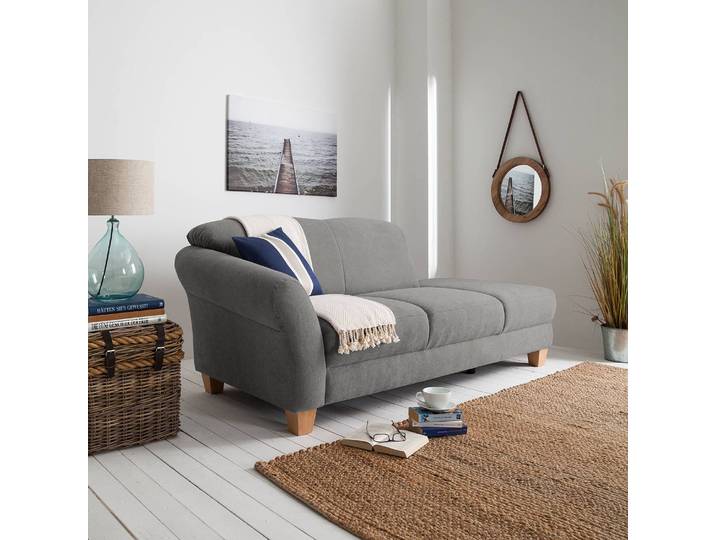 Recamiere Webstoff Grau/Grau Webstoff 194 x 84 x 91cm Armlehne davorstehend links Natur