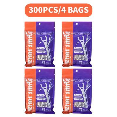 75PCS Professional Dental Floss Picks High Tenacity Posterior Floss Rods 300 Pcs
