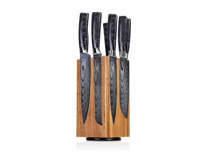 Küchenkompane Messer-Set Profi Epoxidharz mit drehbarem Akazien-Magnetblock Tsuisuto