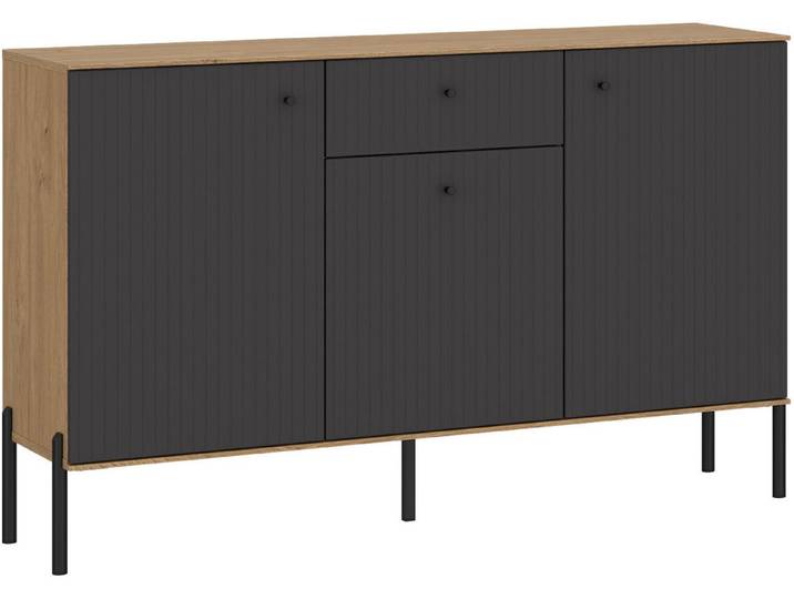 OTTO home Sideboard Nursia, Sideboard, Breite 136 cm, mit geriffelten Fronten, auf Metallfüßen