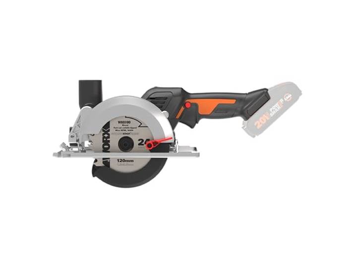 WORX NITRO - Scie Circulaire sans Fil 20V - Moteur Brushless - Scie Multimatériaux - Avec 3 Lames ⌀ 115 mm - Coupe d'onglet 0 – 46° - ⌀ 120 mm - WORX WX531.9 (livrée sans batterie ni chargeur)