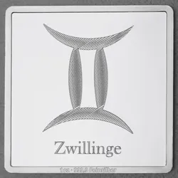 Silberbarren 1oz "Sternzeichen Zwillinge" Gravurbarren quadratisch