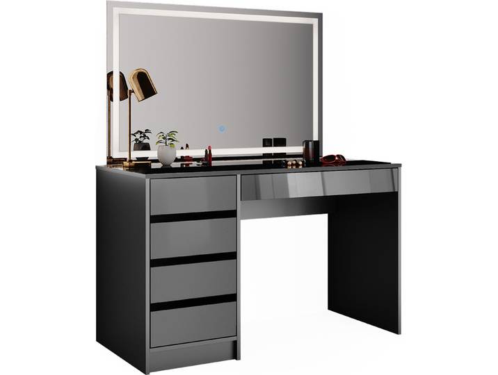 Coiffeuse Vicco Sherry Anthracite 120cm avec miroir LED\, Model 36839