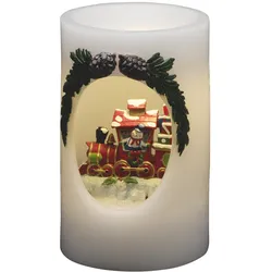 Konstsmide Weihnachtsbeleuchtung  LED Echtwachskerze Schneemann mit Zug