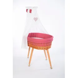 Mionido Stubenwagen Lounge 85 x 45 cm Holz, Textil, Natur Rosa