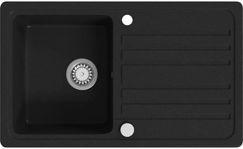 vidaXL Évier de cuisine en granite avec égouttoir réversible Noir