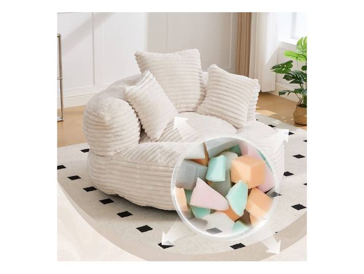 BlingBin Sitzsack Cordstoff-Sofa, Lazy Sofa (Sofa, 1 St., 108 x 108 x 52 cm), Mit drei Kissen, für Erwachsene und Kinder gleichermaßen geeignet