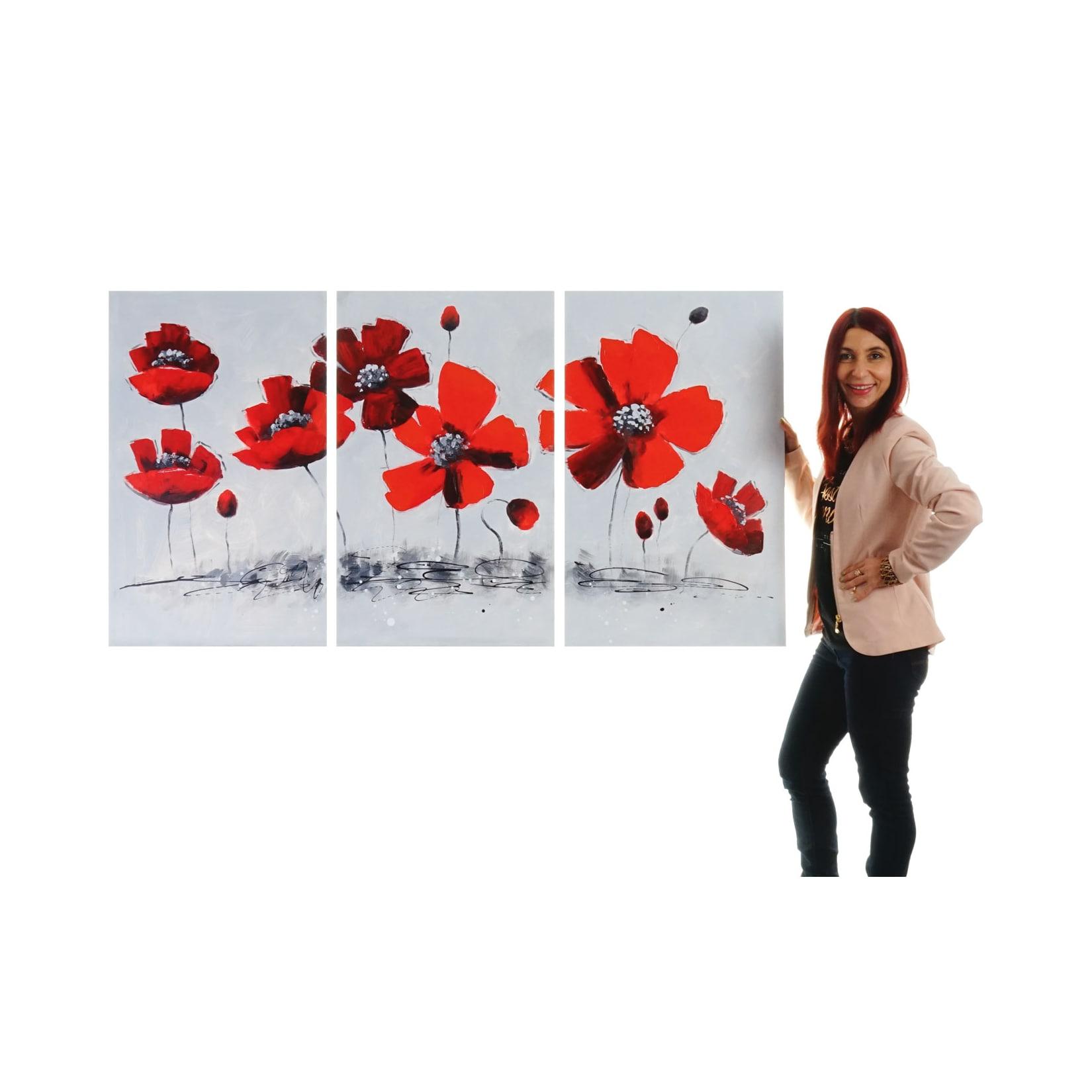 Wandbild Mohnblume, 100% handgemaltes Ölgemälde Gemälde XL, 165x90cm