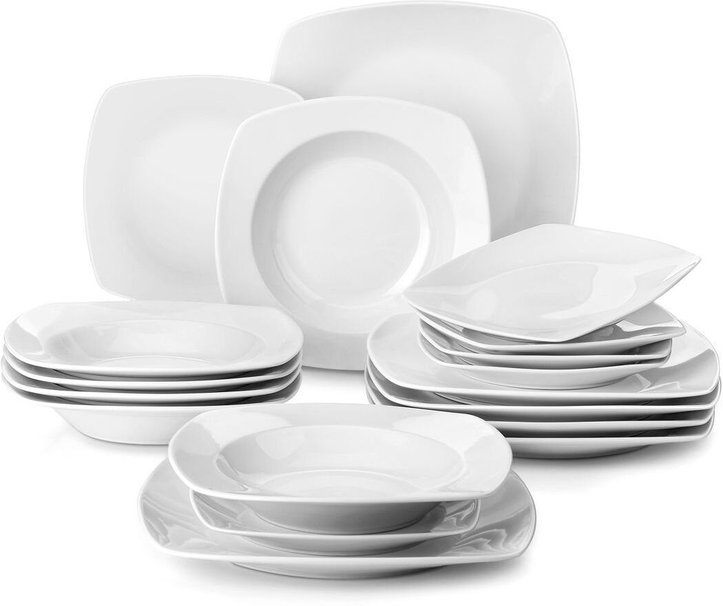 MALACASA Julia 18 Piece Dinnerware Set, Service for 6 Ivory;White 18