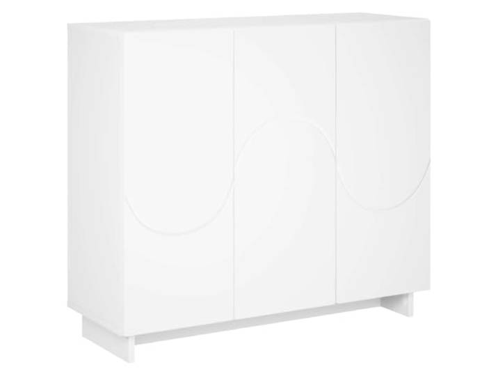 Favemtsl Sideboard Weiß 85,5x31x75 cm Kommode mit 3 Türen Holzwerkstoff Kompakter Mehrzweckschrank für Schlafzimmer und Essbereich mit 3 Fächern für staubgeschützte Haushaltsorganisation.