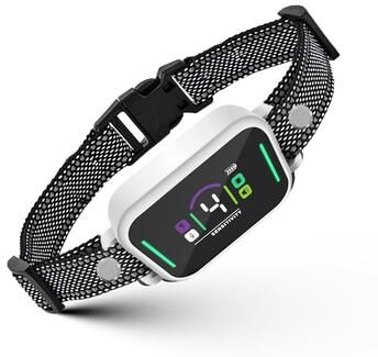 Everyday Crate Smart Color Screen Anti Bark Dog Trainer Rechargeable Waterproof Bark Control Collar white