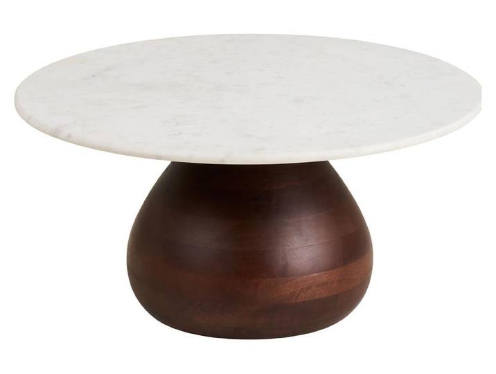Klara table basse Ø70cm blanc\, brun foncé.