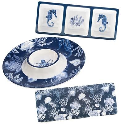 Certified International Sea Life Melamine 3-piece Hostess/Serving Set