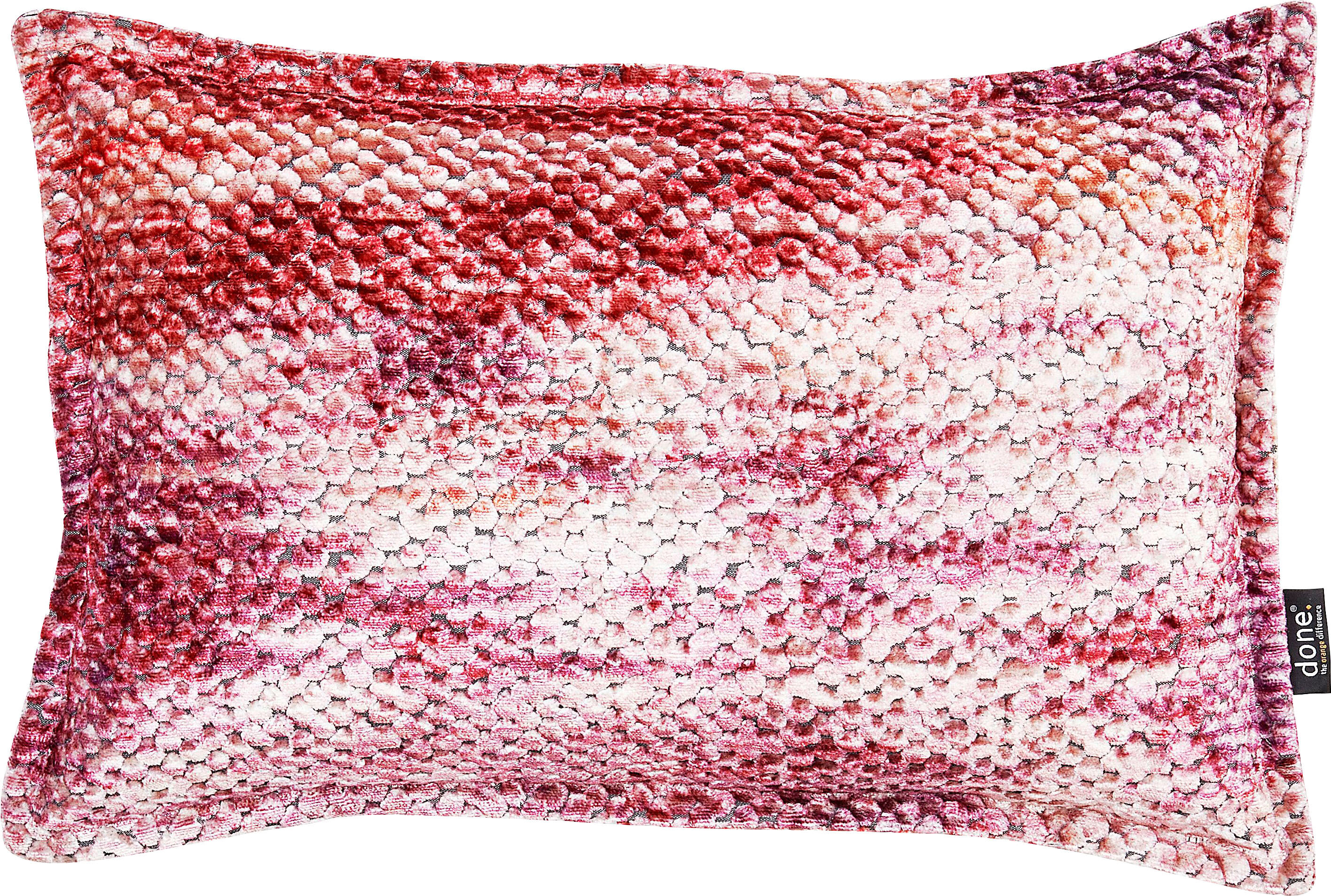 Dekokissen DONE. "Glam Colour", rot (rost, blutrot, brombeer, meliert), B:40cm L:60cm, Polyester, Dekokissen_Sitzkissen_Kissenhüllen, Dekokissen, Reissverschluss, Ohne Füllung, meliert rost, blutrot, brombeer, meliert B/L: 40cm x 60cm, 1 Stk.