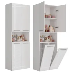 Badezimmer-Hochschrank Nel 2K/DK WEISS HOCHGLANZ