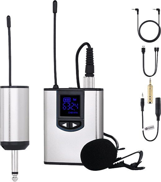 REACONDICIONADO Seminuevo Excelente Micrófono - NK IG33008, 1TX+1RX, De pinza, Adaptador cámara, Plata y negro